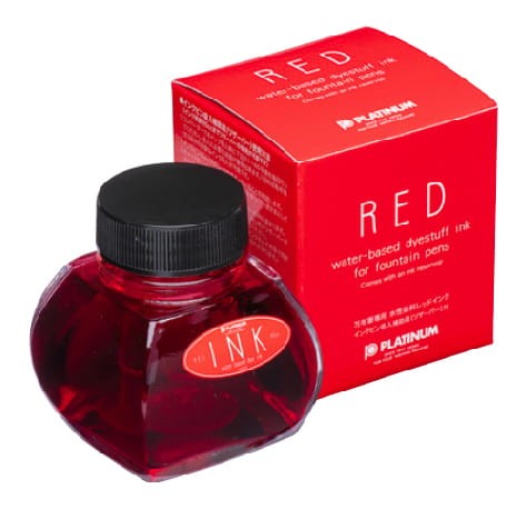 Japoński atrament Platinum Red 60 ml z wewnętrznym zbiorniczkiem ułatwiającym napełnianie