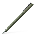Smukłe pióro wieczne Faber-Castell Neo Slim Olive Green z zielonym korpusem i metalową skuwką.