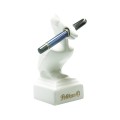 Duza-biala-ceramiczna-statuetka-Pelikan-17cm-zlote-logo-podstawka-ekspozytor-na-pioro-wieczne