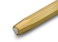 Pióro kulkowe KAWECO Brass Sport zbliżenie na skuwkę z metalowym logo.