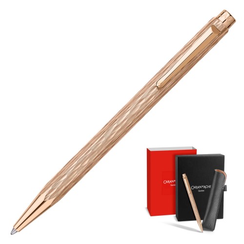 Długopis CARAN D`ACHE Ecridor Venetian Rose Gold + skórzane etui
