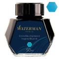 Atrament WATERMAN turkusowy 50ml z próbką koloru.