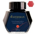 Atrament WATERMAN czerwony 50ml z próbką koloru.