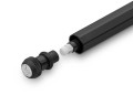 Czarny aluminiowy ołówek automatyczny Kaweco Special S 0,7 mm zbliżenie na przycisk i gumkę do ścierania pod nim.