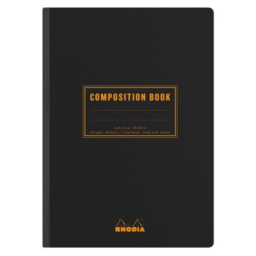 Notes RHODIA A5 Composition Book linia black