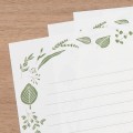 Papeteria MIDORI Liście zbliżenie na zdobienia papieru listowego.