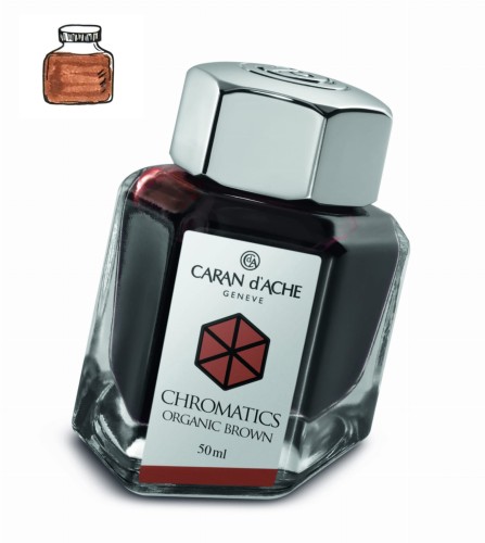 Atrament CARAN d'ACHE Organic Brown 50ml z próbką koloru
