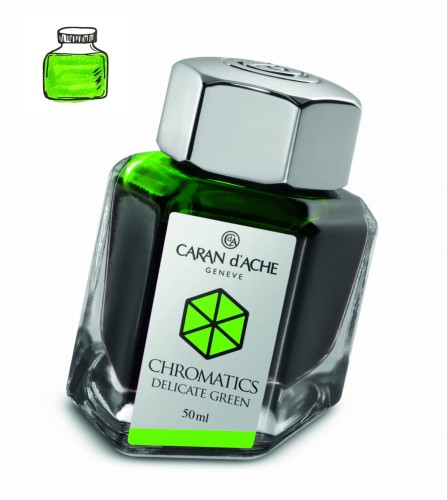 Atrament CARAN d'ACHE Delicate Green 50ml z próbką koloru
