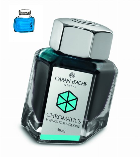 Atrament CARAN d'ACHE Hypnotic Turquoise 50ml  z próbką koloru