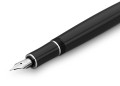 Czarne pióro wieczne Kaweco DIA2 Chrome z chromowanym klipem i charakterystycznym moletowaniem na zakrętce w metalowym etui.