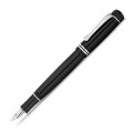 Czarne pióro wieczne Kaweco DIA2 Chrome z chromowanym klipem i charakterystycznym moletowaniem na zakrętce w metalowym etui.