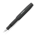Czarno-srebrne pióro wieczne Kaweco Skyline Black z zakręcaną skuwką i charakterystycznym ośmiokątnym korpusem.