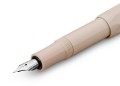 Pióro wieczne KAWECO SKYLINE MacchiatoZbliżenie na srebrną stalówkę pióra Kaweco Skyline Sport oraz spływak, zapewniający płynne podawanie atramentu na papier.
