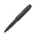Ciemnozielone pióro kulkowe Kaweco Classic Sport Green ze złotymi elementami, rozłożone z nałożoną skuwką na tył korpusu.