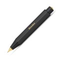 Czarny ołówek automatyczny Kaweco Classic Sport Black ze złotym logo na białym tle.