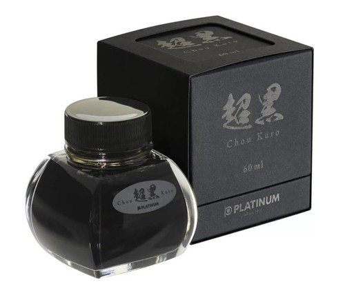 Ekskluzywny, najczarniejszy na świecie atrament pigmentowy Platinum Chou Kuro 60 ml z systemem reservoir.