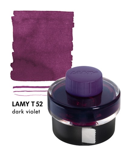Atrament LAMY T52 Dark Lilac 50ml z próbką koloru.