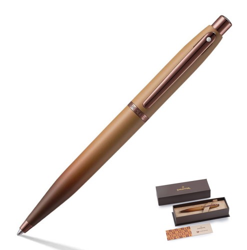 Długopis SHEAFFER VFM Coffee Edition z miniaturą pudełka prezentowego.