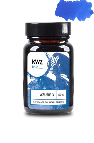 Szklany flakon atramentu KWZ Ink błękit nr 3 o pojemności 60 ml – produkt polskiej manufaktury.