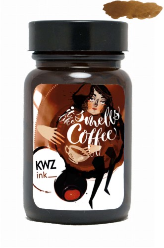Duży flakon atramentu KWZ Ink It smells like coffee 60 ml w brązowym kolorze o zapachu kawy.