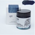 Atrament KWZ Ink Stardust Blue w szklanej butelce 30 ml, ukazujący głęboki niebieski kolor i mieniące się srebrne drobinki.