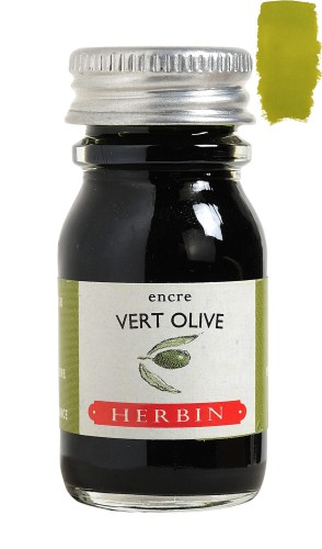 Atrament J. HERBIN 10ml - Vert olive z próbką koloru