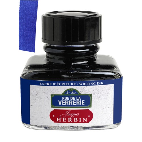Atrament HERBIN 30ml "PARIS" - Rue de la verrerie - blue z próbką koloru