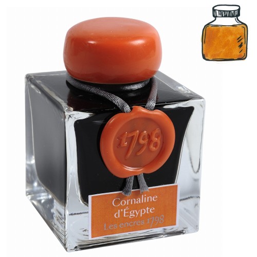 Atrament HERBIN 1798 Cornelian d' Egypte 50ml z próbką koloru
