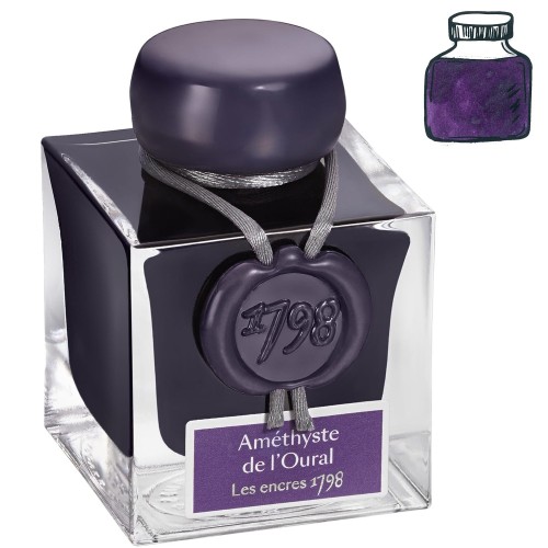 Atrament HERBIN 1798 Amethyste de l'Oural 50ml z próbką koloru