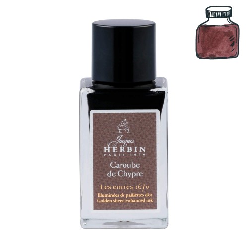 Atrament HERBIN 1670 Caroube de Chypre 15ml z próbką koloru