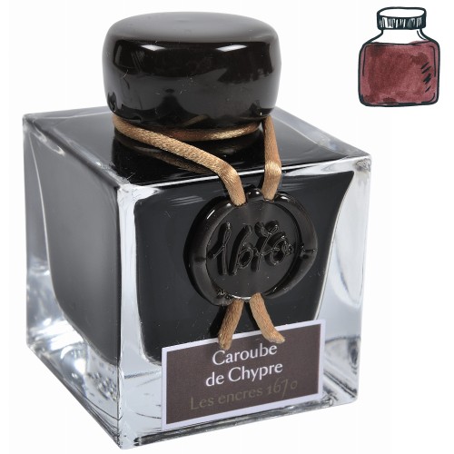Atrament HERBIN 1670 Caroube de Chypre 50ml z próbką koloru