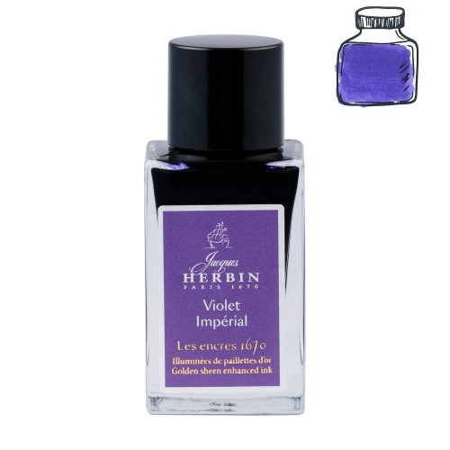 Atrament HERBIN 1670 Violet Imperial 15ml z próbką koloru