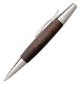 Ekskluzywny długopis Faber-Castell E-Motion Dark Brown wykonany z ciemnego drewna gruszy z chromowanymi wykończeniami.