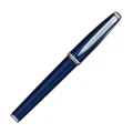 Niebieskie pióro wieczne Monteverde Aldo Domani Blue CT w wersji zamkniętej, prezentujące lśniący lakier i chromowany klips.
