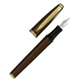 Pióro wieczne Monteverde Aldo Domani Brown GT ze zdjętą skuwką, prezentujące stalówkę JoWo oraz czarną sekcję uchwytu.
