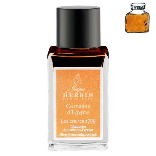 Atrament Jacques Herbin Les encres 1798 Cornaline d'Egypte z drobinami srebra flakon 15 ml