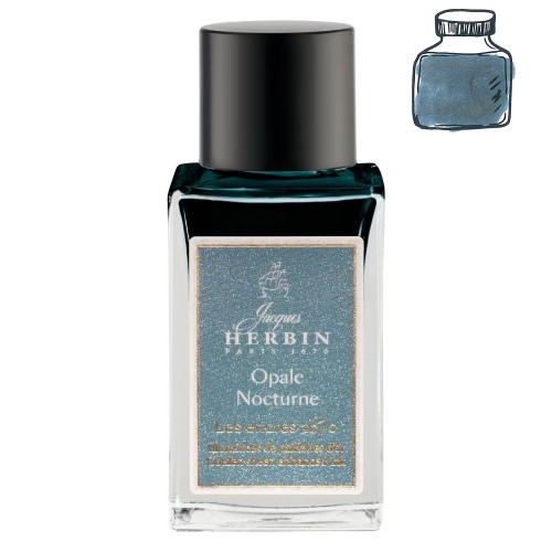Atrament Jacques Herbin Les encres 1670 Opale Nocturne z drobinami złota flakon 15 ml