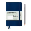 Granatowy wodoodporny notatnik Leuchtturm1917 Outlines B6+ w kropki z elastyczną oprawą Flexcover.