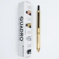 Mosiężny długopis wielofunkcyjny Monteverde USA Quadro 4-in-1 Brass w pudełku prezentowym na białym tle.