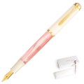 Pióro wieczne Pelikan M200 Cherry Blossom z białą skuwką założoną na tył korpusu.