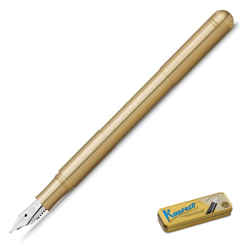 Pióro wieczne Kaweco Supra Brass z mosiądzu, konstrukcja modułowa z odkręcanym łącznikiem i dużą stalówką, styl industrialny