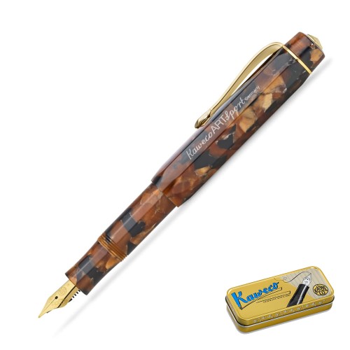 Eleganckie pióro Kaweco ART Sport Hickory Brown z widoczną złotą stalówką