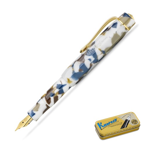Kolorowe pióro Kaweco ART Sport Terrazzo z widoczną złotą stalówką