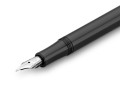 Czarne pióro wieczne Kaweco Liliput Black z anodyzowanego aluminium z zakręcaną skuwką w wersji otwartej i zamkniętej.