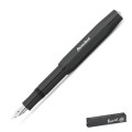 Czarno-srebrne pióro wieczne Kaweco Skyline Black z zakręcaną skuwką i charakterystycznym ośmiokątnym korpusem.