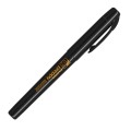 Zamknięte pióro wieczne Platinum Preppy Black Edition EF 02 z nałożoną czarną skuwką.