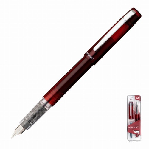 Pióro PLATUNUM PREFOUNTE Crimson Red z widoczną stalówką.