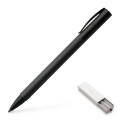 Całkowicie czarny długopis Faber-Castell Ambition All Black ze szczotkowanym korpusem i matowym czarnym klipsem.