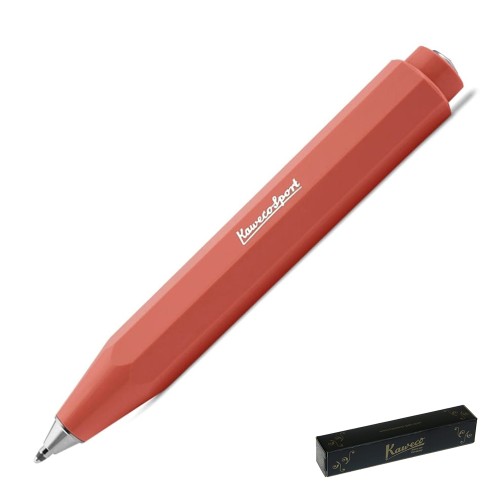 Pomarańczowy długopis Kaweco Skyline Sport Fox ze srebrnym logo.