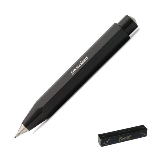 Czarny ołówek automatyczny Kaweco Skyline Black 0,7 mm na białym tle.
